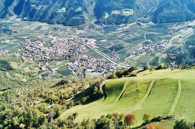 High angle view of agricultural field