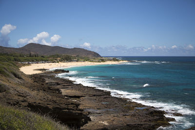 Scenic view of beach against sky