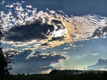 Low angle view of mountain against sky during sunset