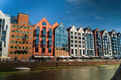 Canal by buildings against sky in gdansk city of north poland 