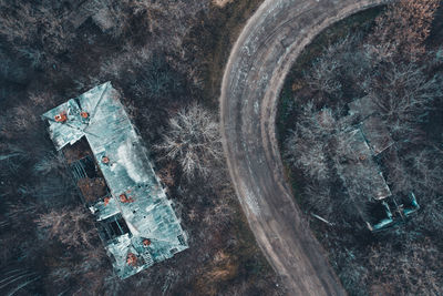 High angle view of plants and cars on land