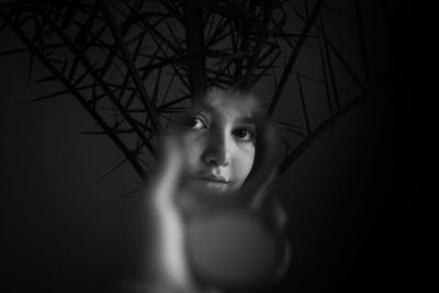 Portrait of young woman in mirror 