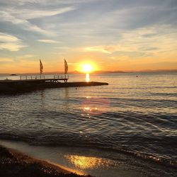 Scenic view of sea against sky during sunset