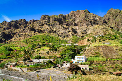 Scenic view of mountains against sky