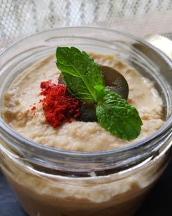 High angle view of vegetables in bowl on table