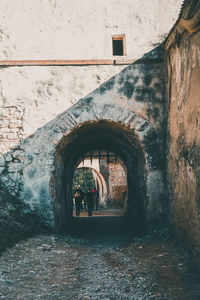 People in old building