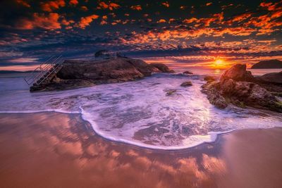 Scenic view of sea against sky during sunset