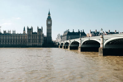 View of clock tower in city