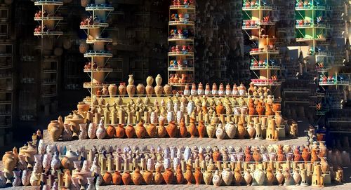 View of pottery for sale in market