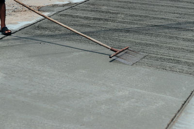 High angle view of people on footpath