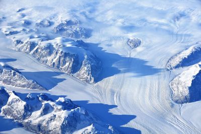 Snow covered landscape against sky