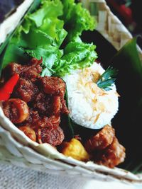 Close-up of meal served in plate