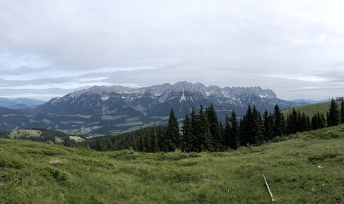 Scenic view of mountains against sky