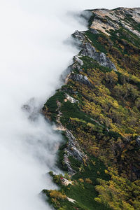 Scenic view of waterfall against sky