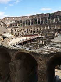 Architectural detail of historical building in city against sky
