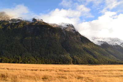 Scenic view of mountains against sky