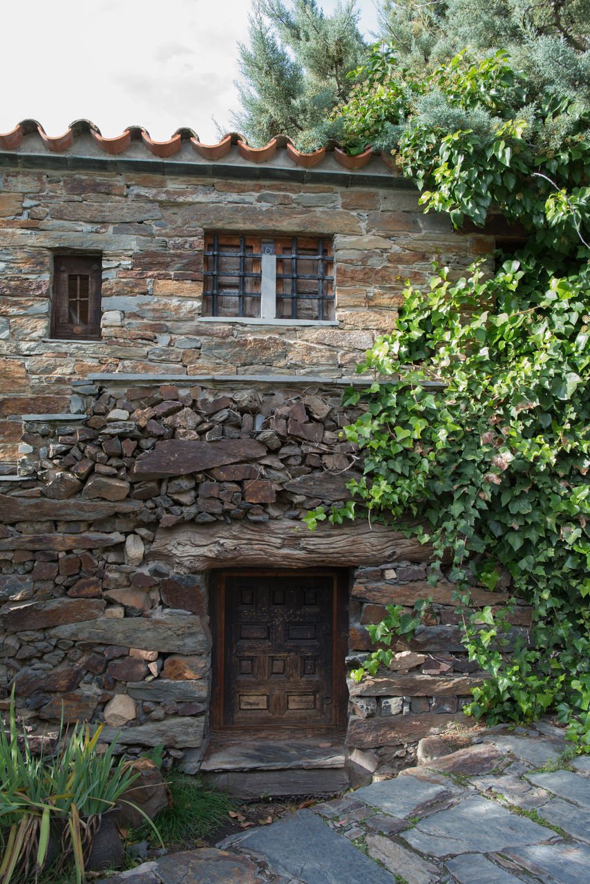 architecture, built structure, building exterior, building, house, plant, residential district, cottage, no people, nature, entrance, home, door, tree, wood, estate, day, window, outdoors, history, old, the past, wall, stone material, rural area, village, rural scene, facade