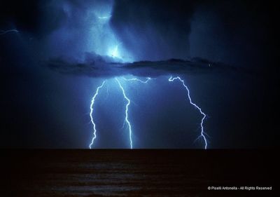 Lightning in sky at night