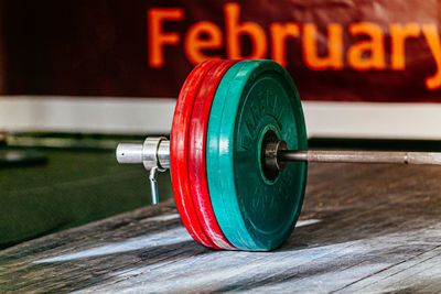 Close-up of man exercising in gym