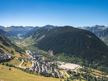 Scenic view of landscape and mountains against sky