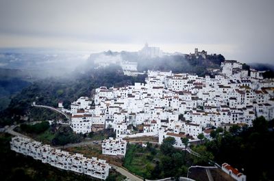 High angle view of townscape against sky