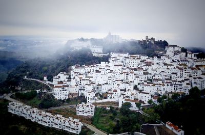 High angle view of townscape against sky