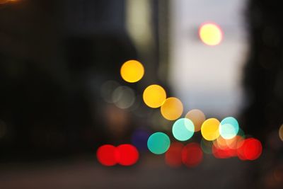 Defocused image of illuminated lights at night