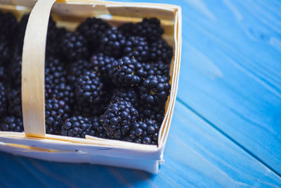 High angle view of berries on table