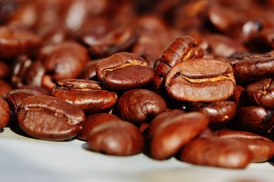 Close-up of roasted coffee beans