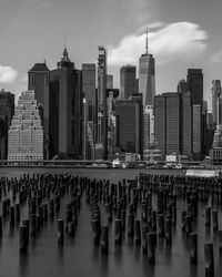 High angle view of buildings in city