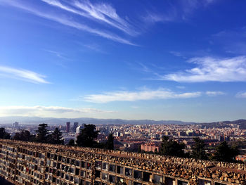 Aerial view of cityscape against sky