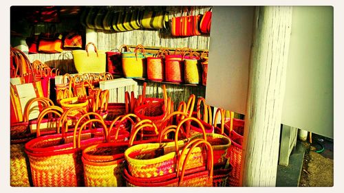 Full frame shot of multi colored lanterns