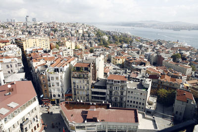 Aerial view of residential district and bosphorus