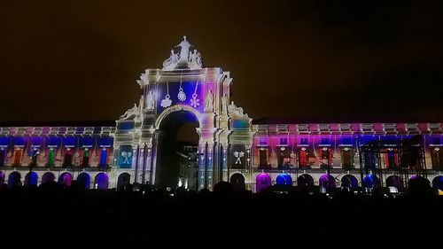 Illuminated built structure at night