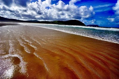 Scenic view of beach against sky