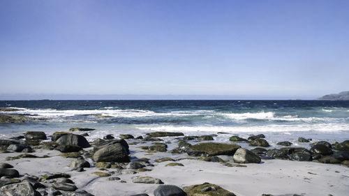 Scenic view of sea against clear sky