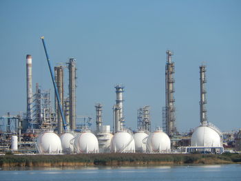 Panoramic view of factory against sky