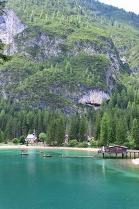 Scenic view of lake against trees