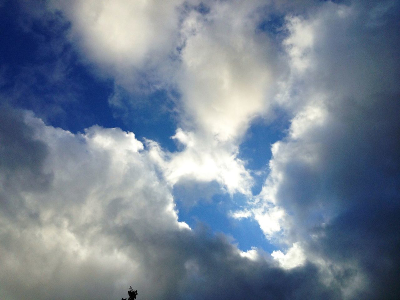 low angle view, sky, cloud - sky, cloudy, sky only, beauty in nature, tranquility, nature, cloud, scenics, cloudscape, tranquil scene, blue, backgrounds, outdoors, weather, idyllic, day, no people, silhouette