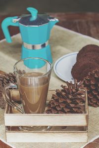 Close-up of coffee cup on table