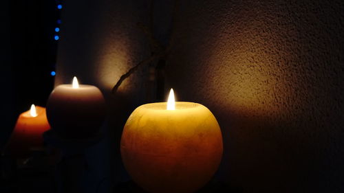 Close-up of illuminated candle