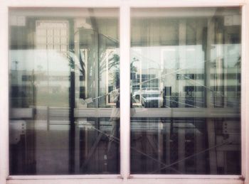 View of building through window