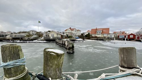 Ice on the sea in a small harbor