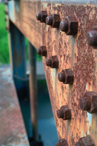 Close-up of rusty machine part