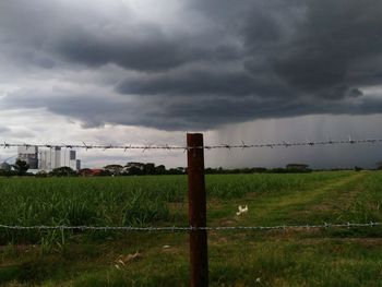 Scenic view of landscape against cloudy sky