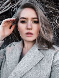 Close-up portrait of beautiful young woman