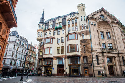 Low angle view of buildings in city