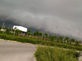 Scenic view of field against cloudy sky