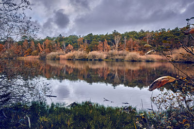 Scenic view of lake against sky