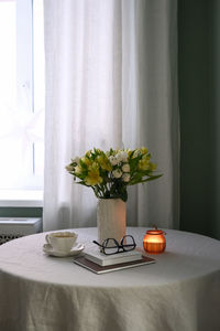 Place setting on table at home